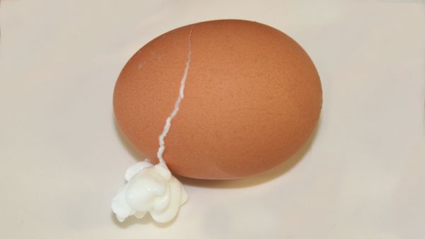 Cracked cooked egg.